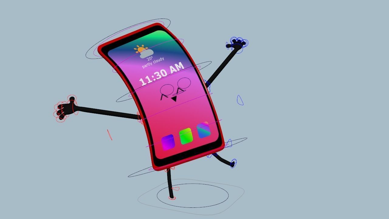 Cartoon Cellphone Rig 3D model_2