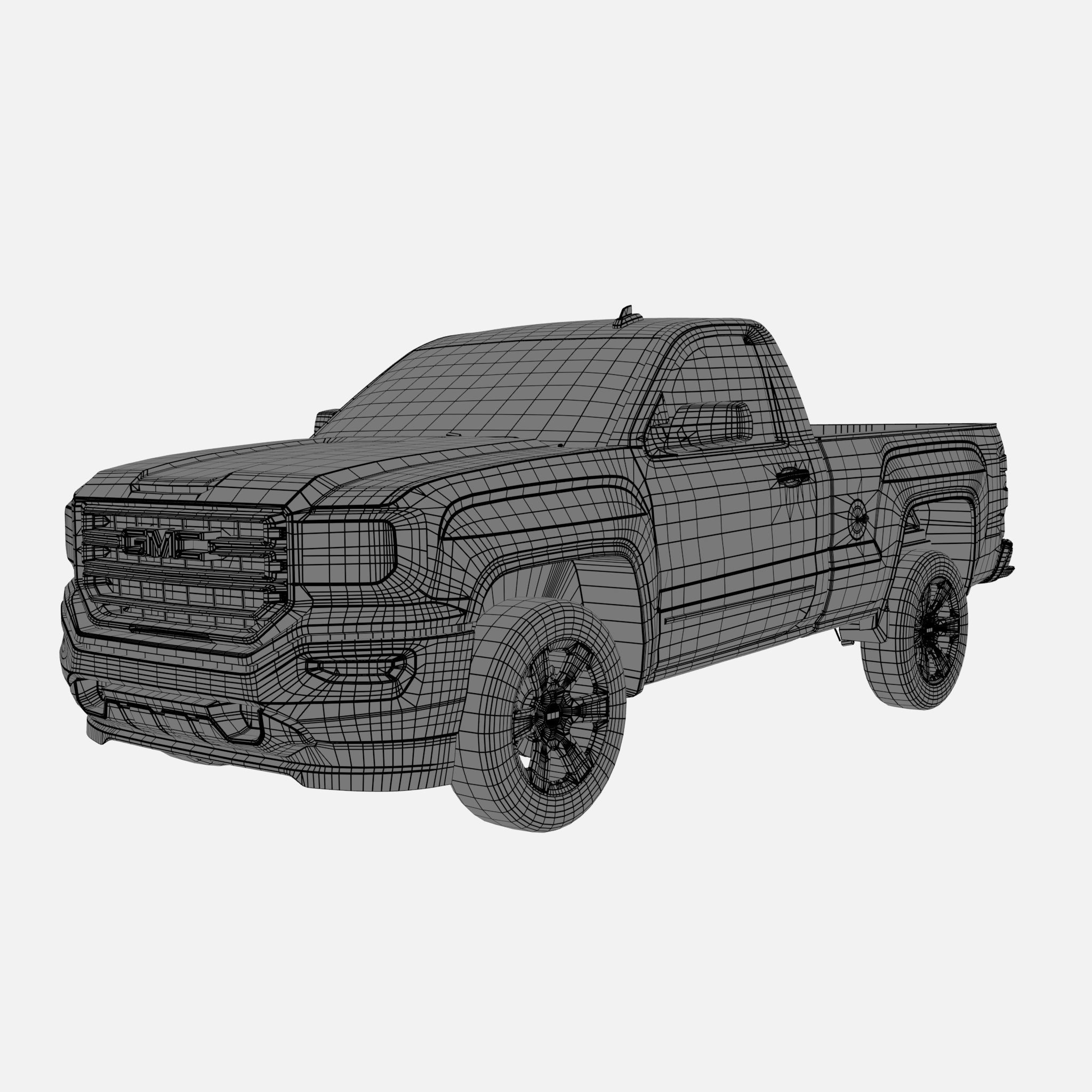 GMC Sierra 1500 reg pickup Low-poly 3D model_10