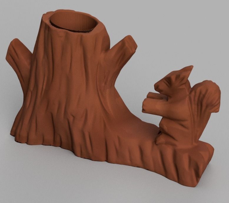 Ecureuil arbre porte stylo 3D print model_4
