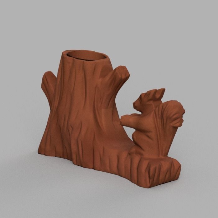 Ecureuil arbre porte stylo 3D print model_2