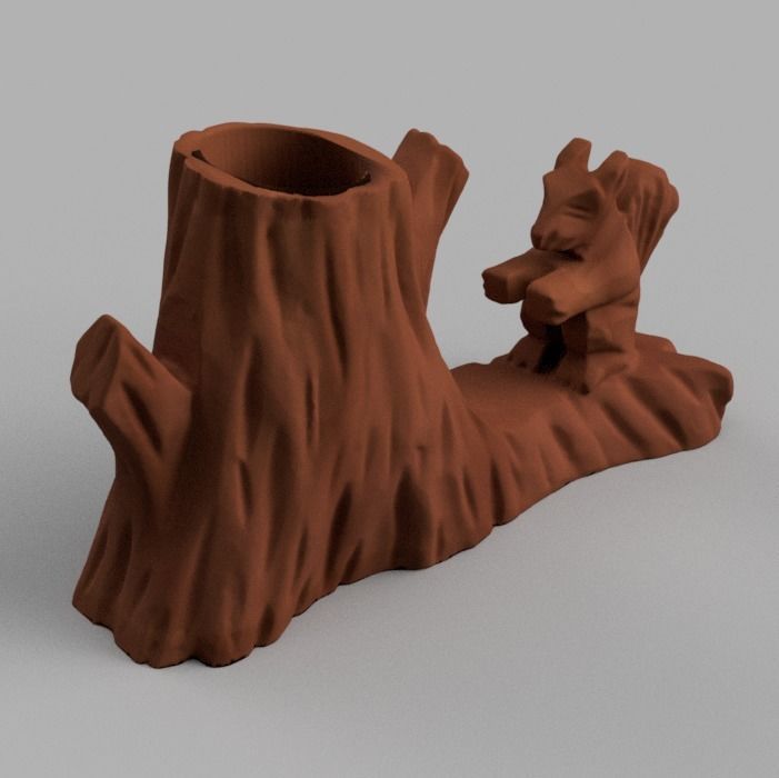 Ecureuil arbre porte stylo 3D print model_3