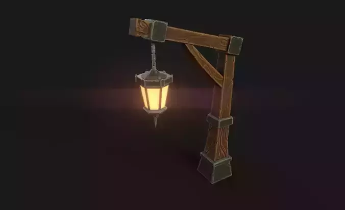 Stylized street lamp Low-poly 3D model