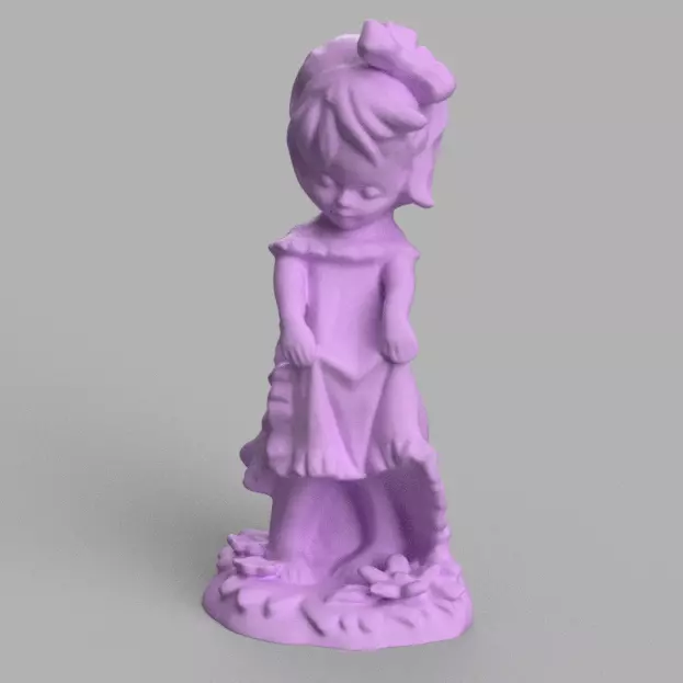 fille en robe fleur 3D print model