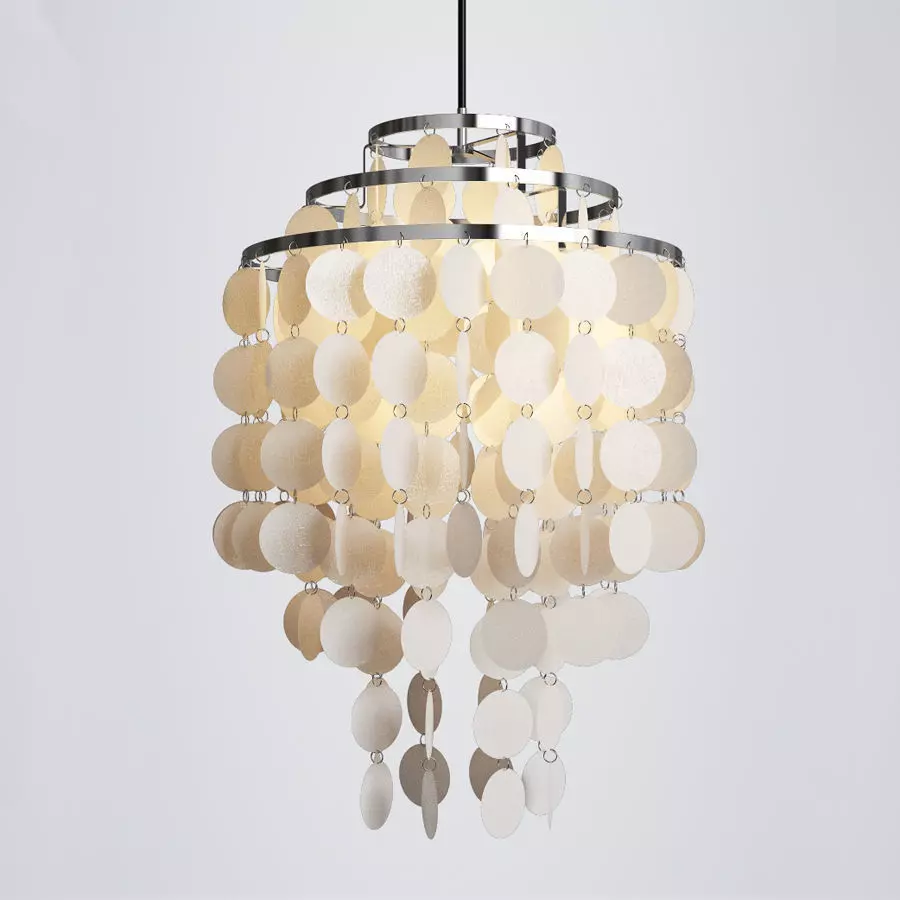 3 Circle White Capiz Shell Chandelier 3D model