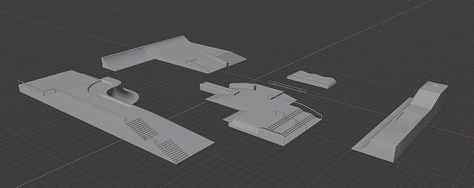 Skatepark skateboard Low-poly 3D model
