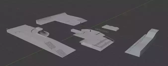 Skatepark skateboard Low-poly 3D model