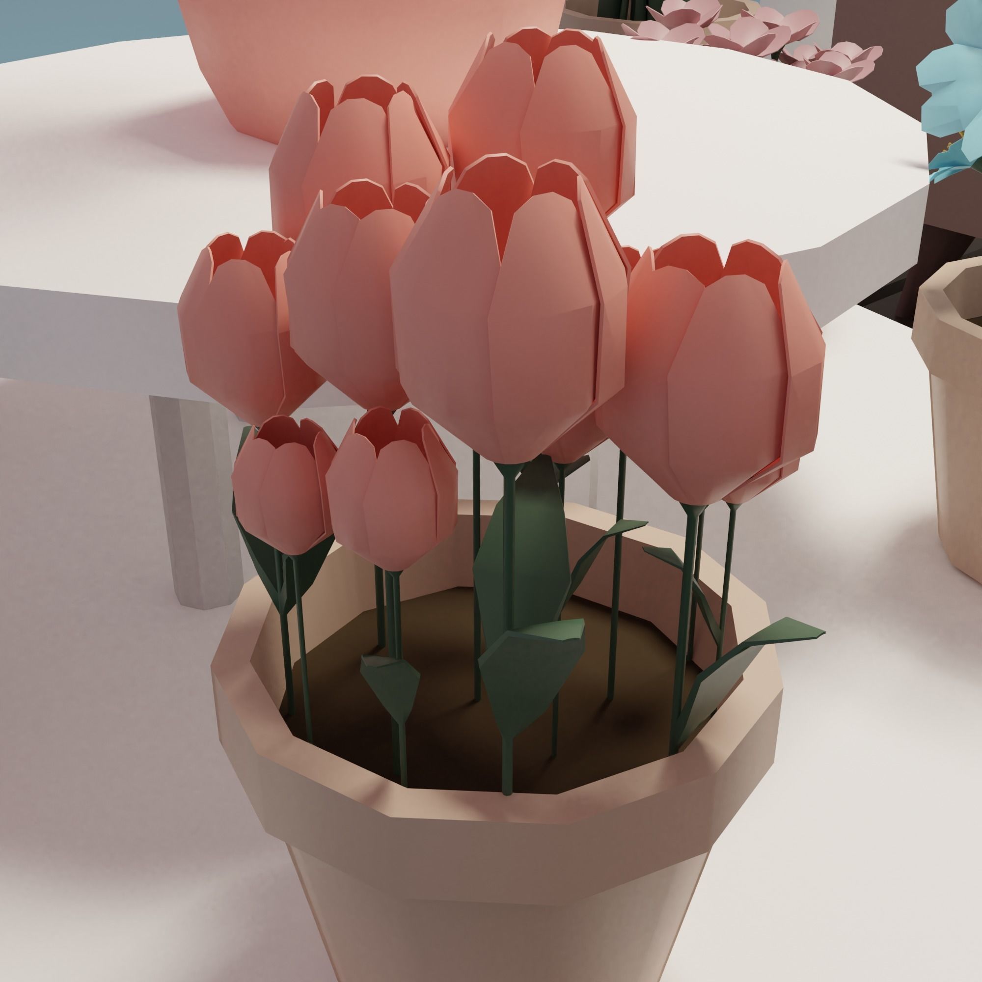 Flower shop Low-poly 3D model_5