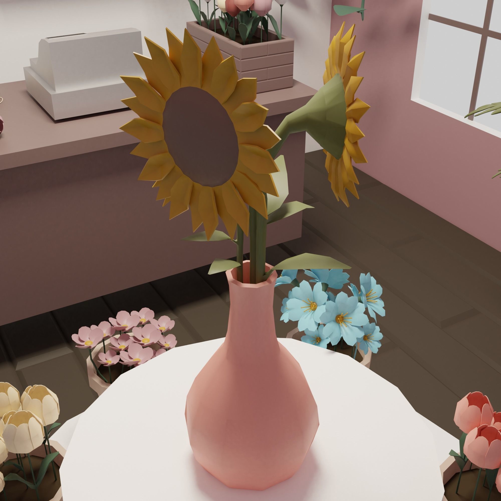 Flower shop Low-poly 3D model_9