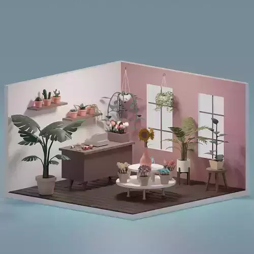 Flower shop Low-poly 3D model