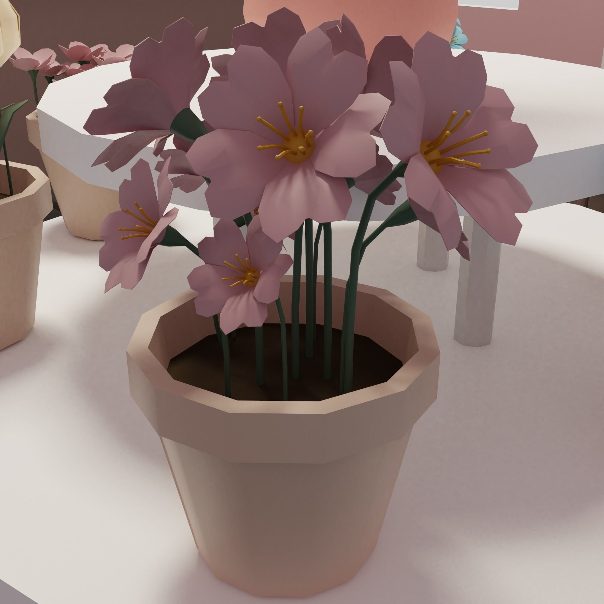 Flower shop Low-poly 3D model_3