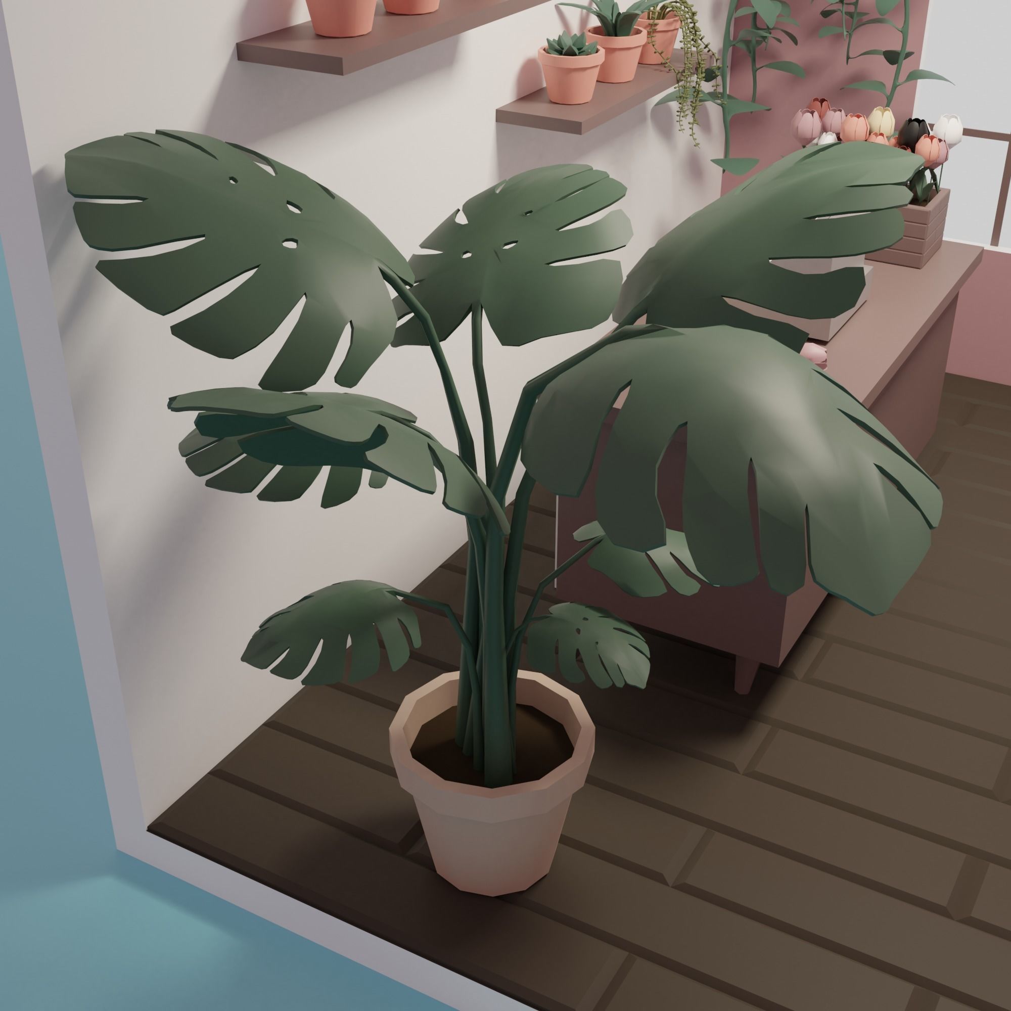 Flower shop Low-poly 3D model_16