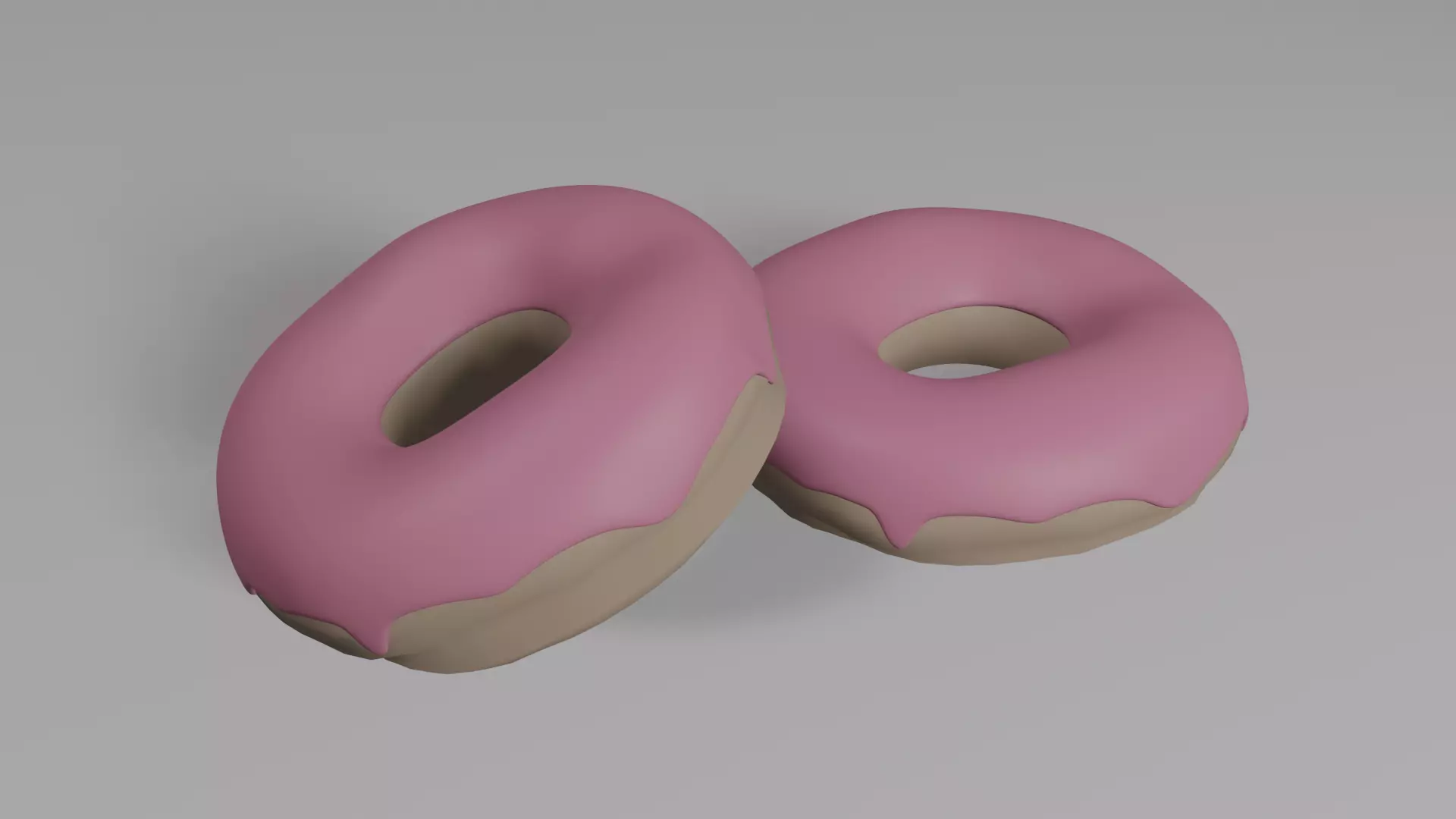 Plain Pink Donut Low-poly 3D model_0