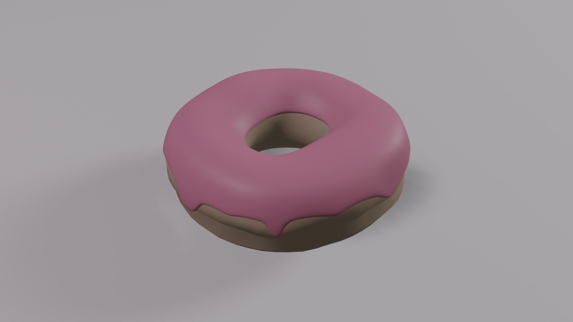 Plain Pink Donut Low-poly 3D model_3