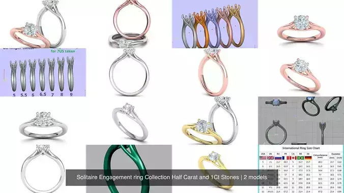 Solitaire Engagement ring Collection Half Carat and 1Ct Stones