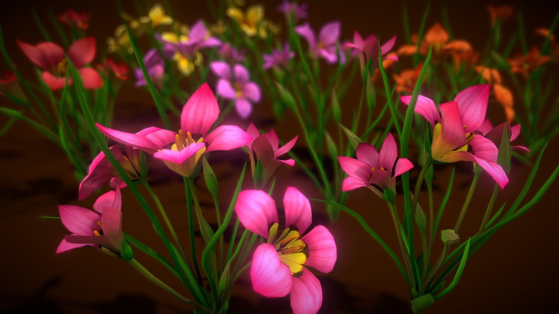  Flower Romulea Subfistulosa Low-poly 3D model_2