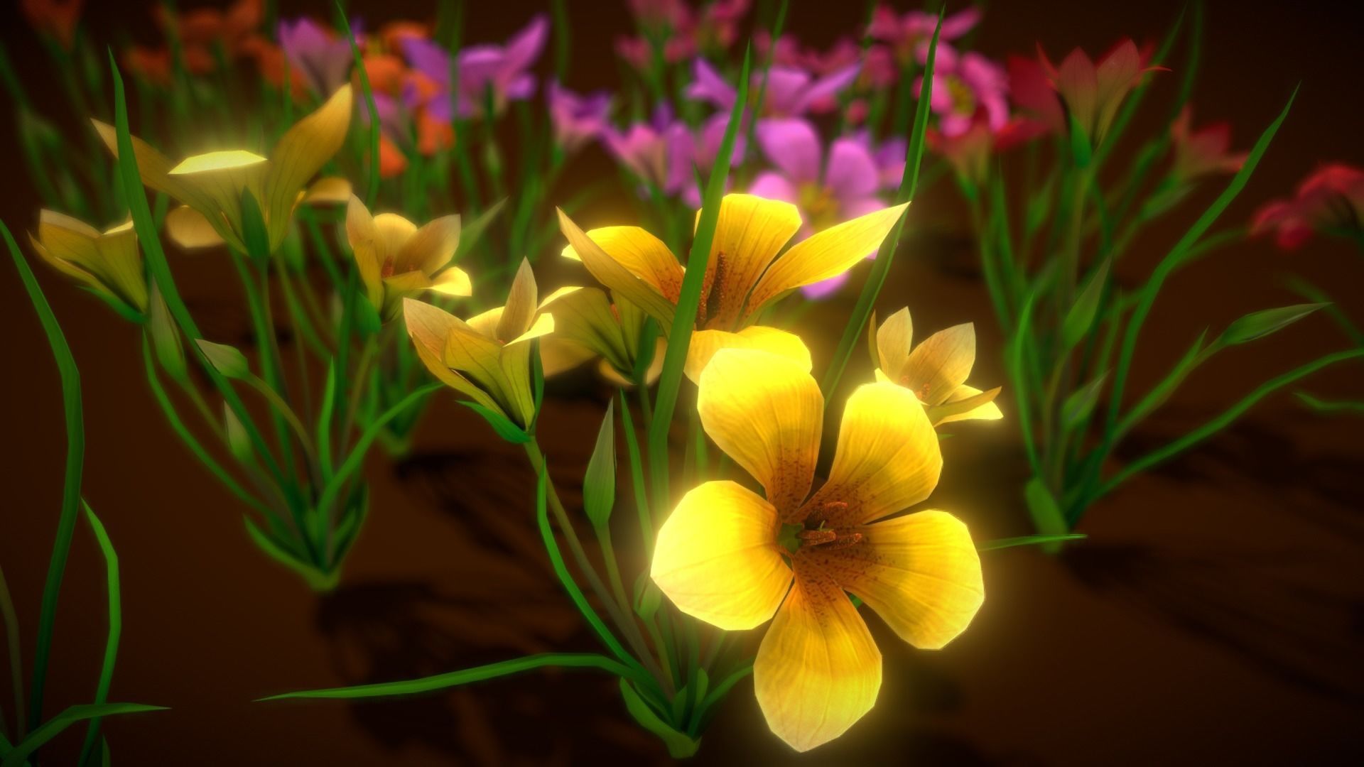 Flower Romulea Subfistulosa Low-poly 3D model_5