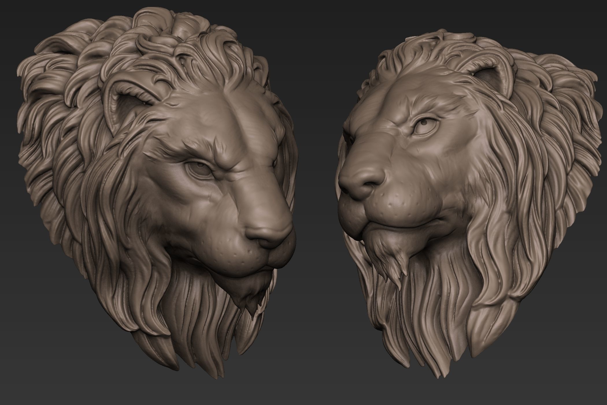 Lion Head Sculpt 3D model_1