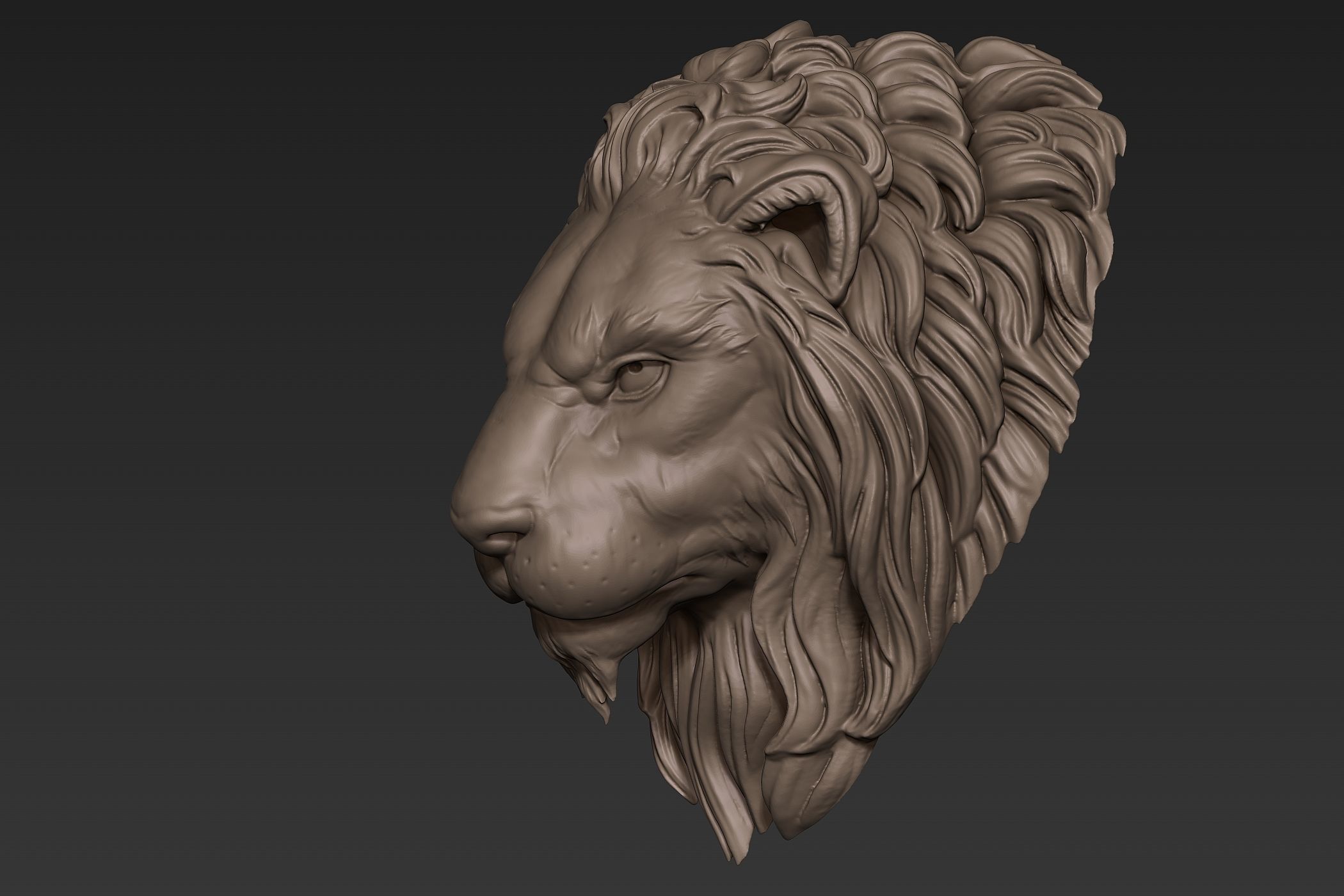 Lion Head Sculpt 3D model_3