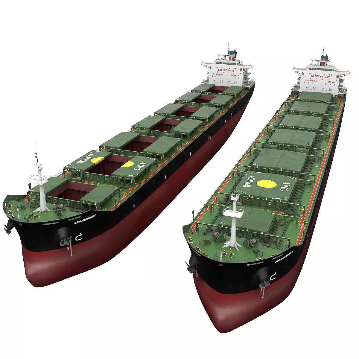 Bulk carrier Black with holds and reservoirs 3D model_0