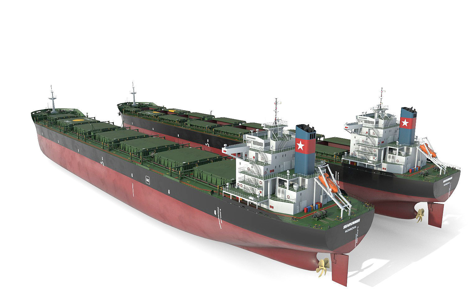 Bulk carrier Black with holds and reservoirs 3D model_9