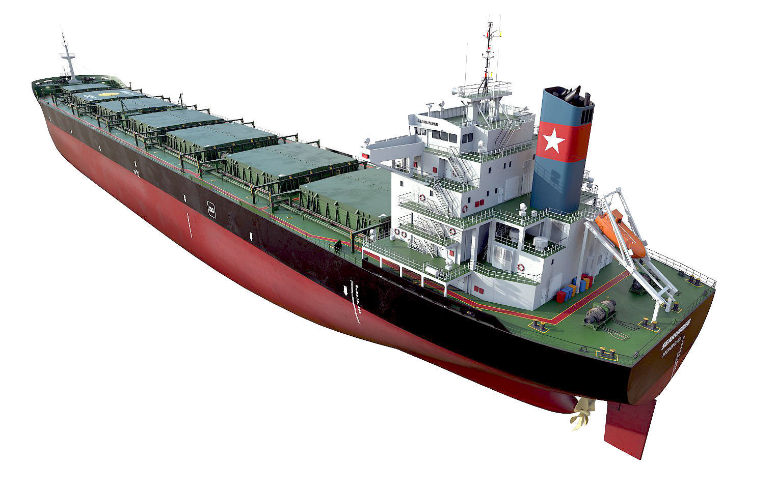 Bulk carrier Black with holds and reservoirs 3D model_6