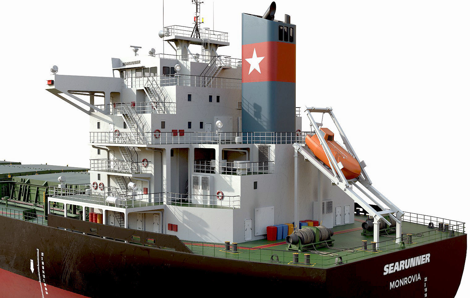 Bulk carrier Black with holds and reservoirs 3D model_7