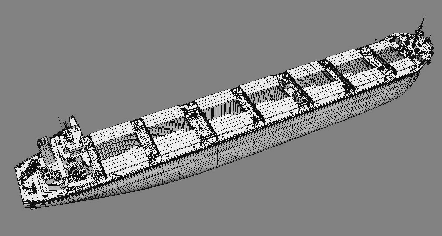 Bulk carrier Black with holds and reservoirs 3D model_13