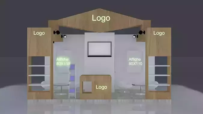 stand 4 exhibition with logo 3D print model
