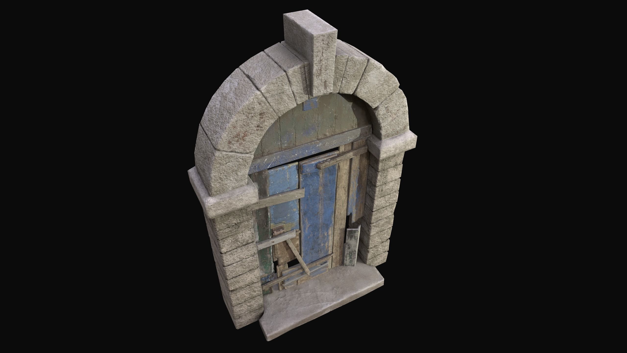 Medieval Door  Low-poly 3D model_3