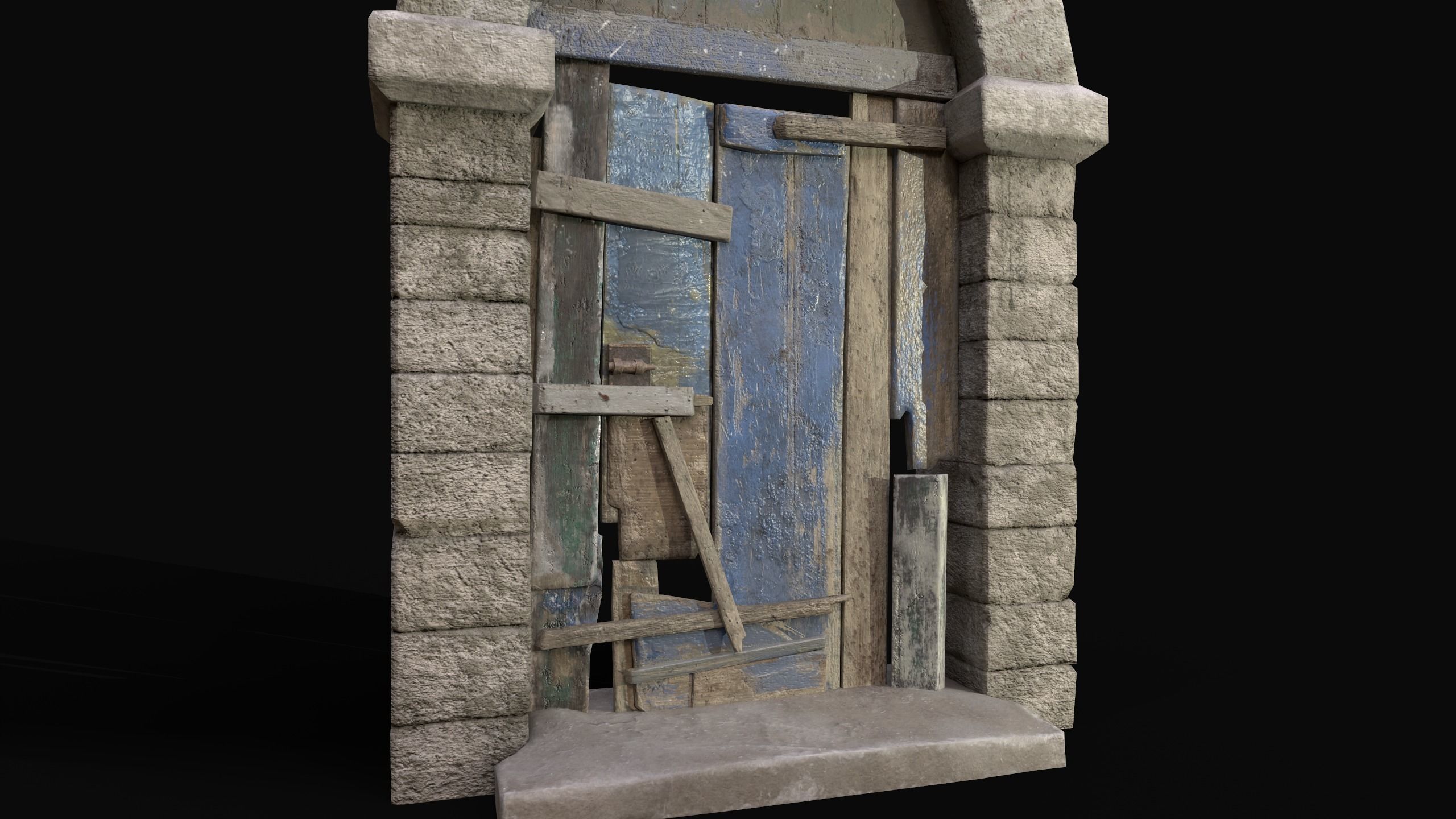 Medieval Door  Low-poly 3D model_2