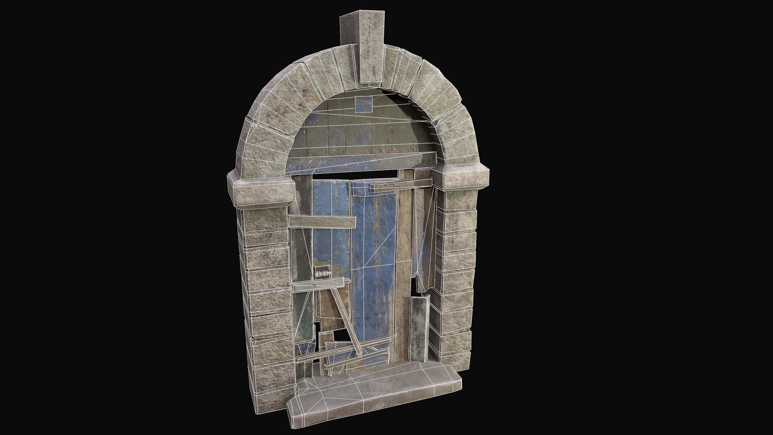 Medieval Door  Low-poly 3D model_5