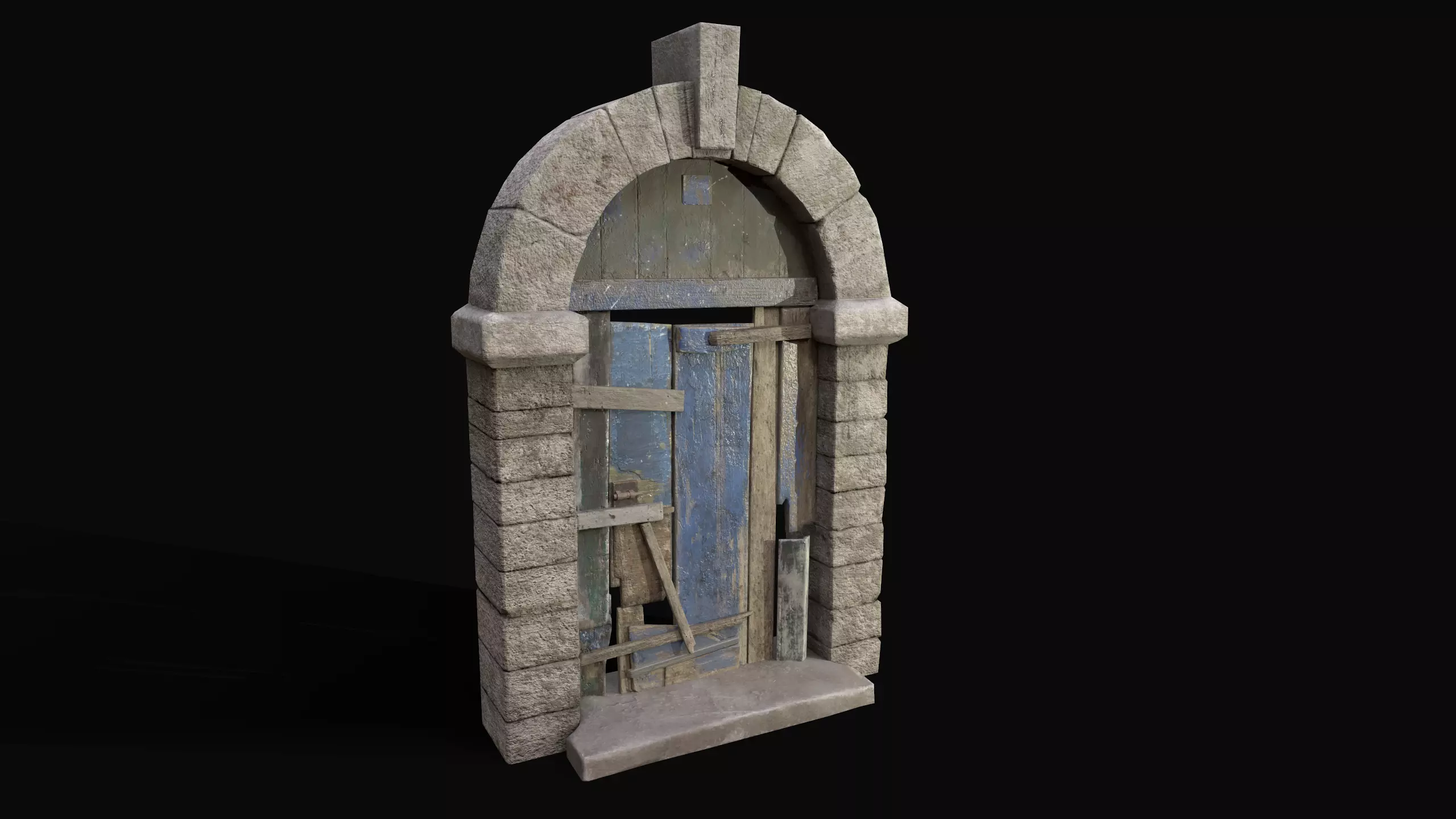 Medieval Door  Low-poly 3D model_0