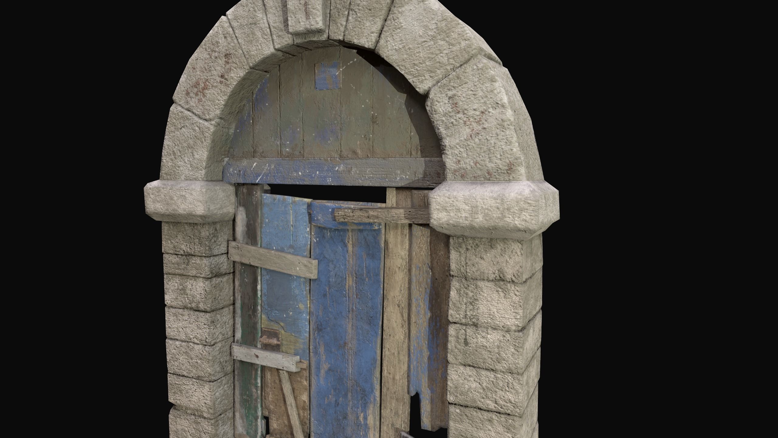 Medieval Door  Low-poly 3D model_4