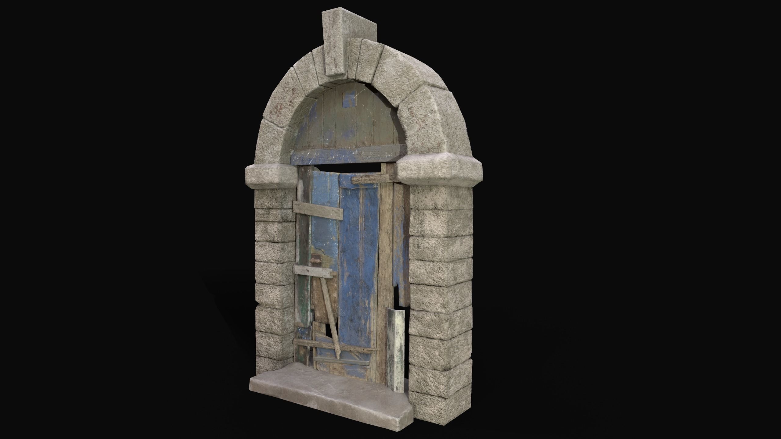 Medieval Door  Low-poly 3D model_1