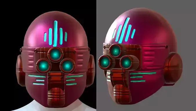 Gas mask helmet 3d model scifi Low-poly 