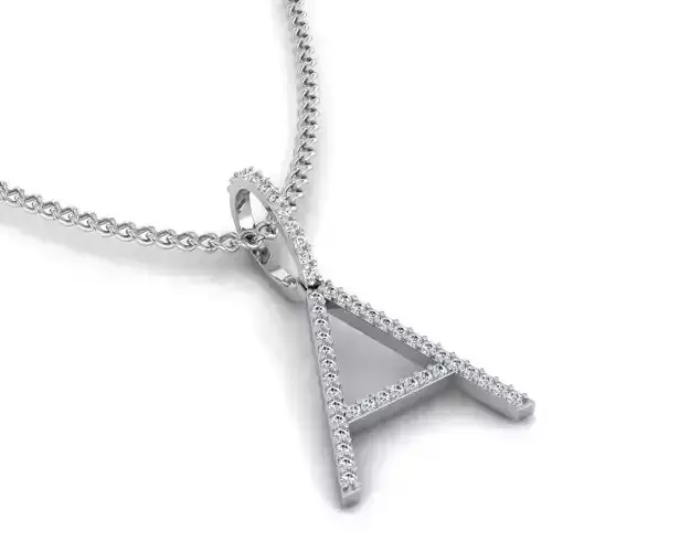 Letter A diamond cross pendant gold