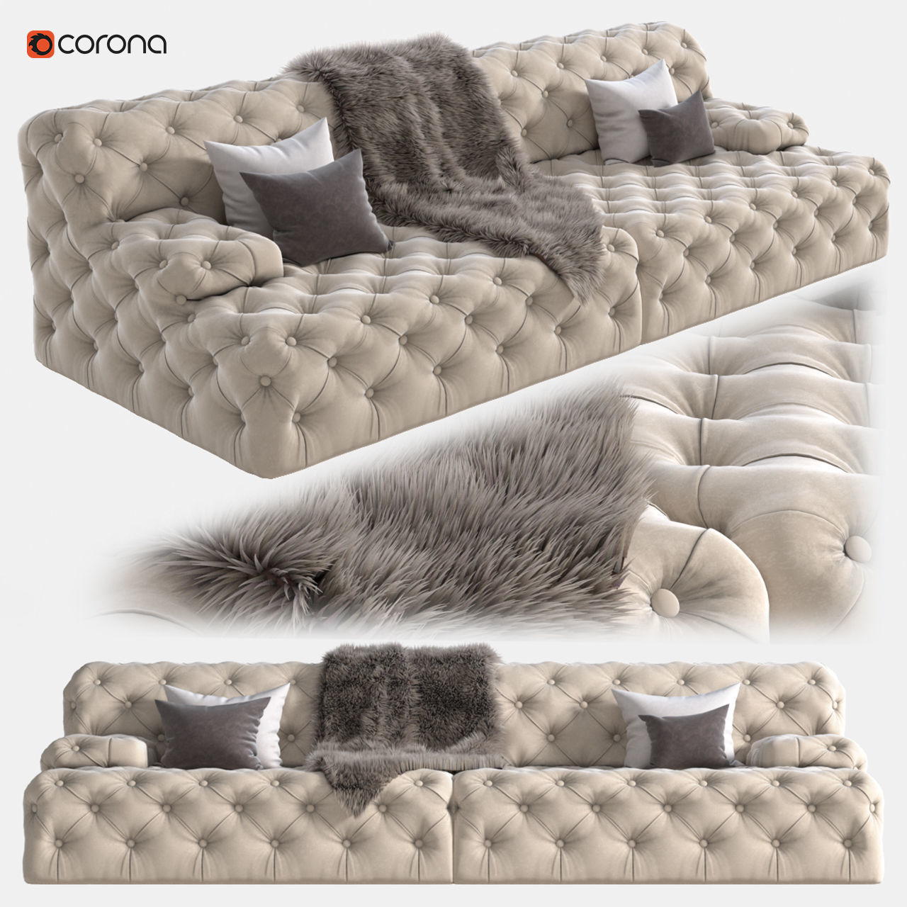 Beige sofa 3D model_1