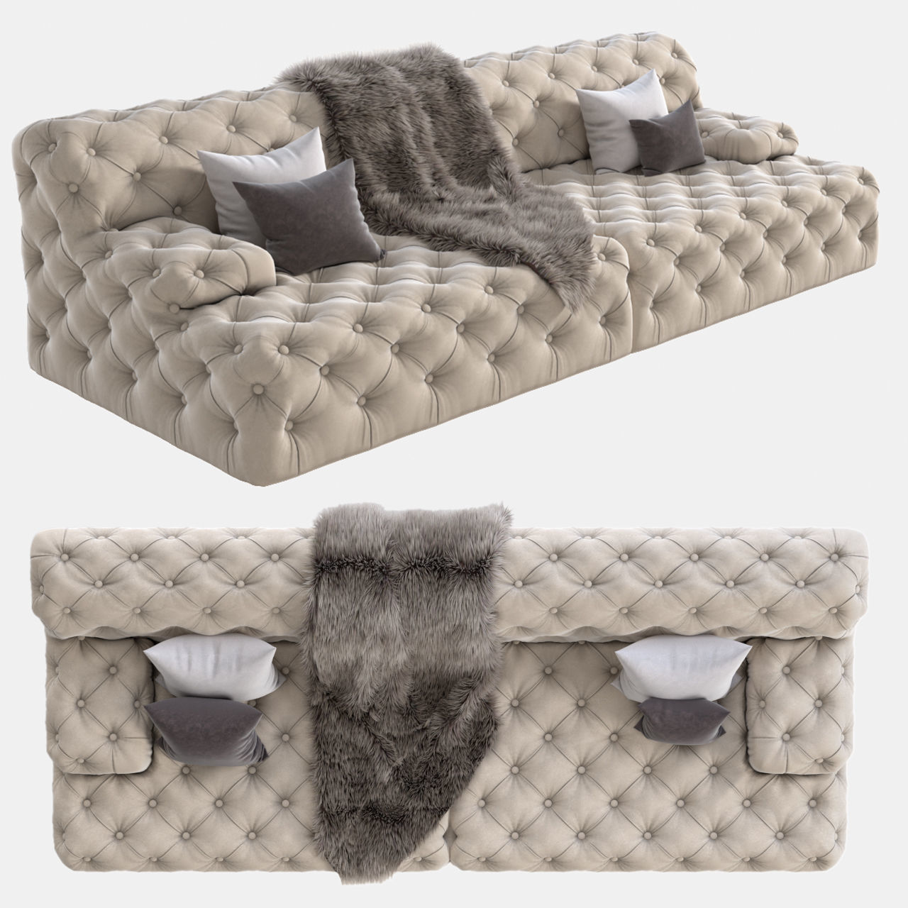 Beige sofa 3D model_3
