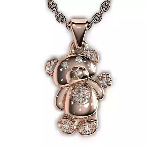 Baby pendant bear with diamonds stile sokolov 3D print model