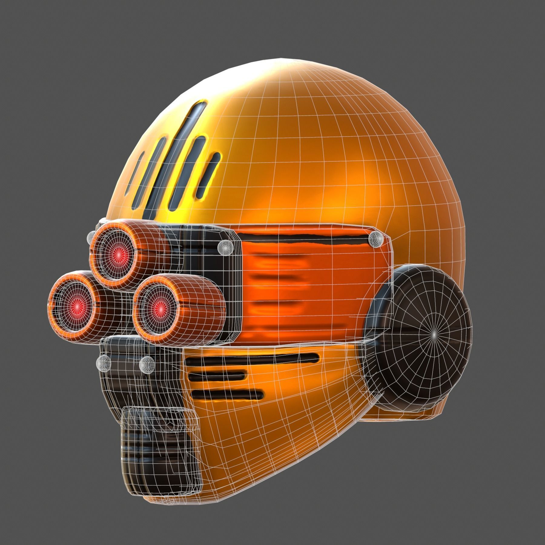 Gas mask helmet 3d model scifi Low-poly Low-poly 3D model_7