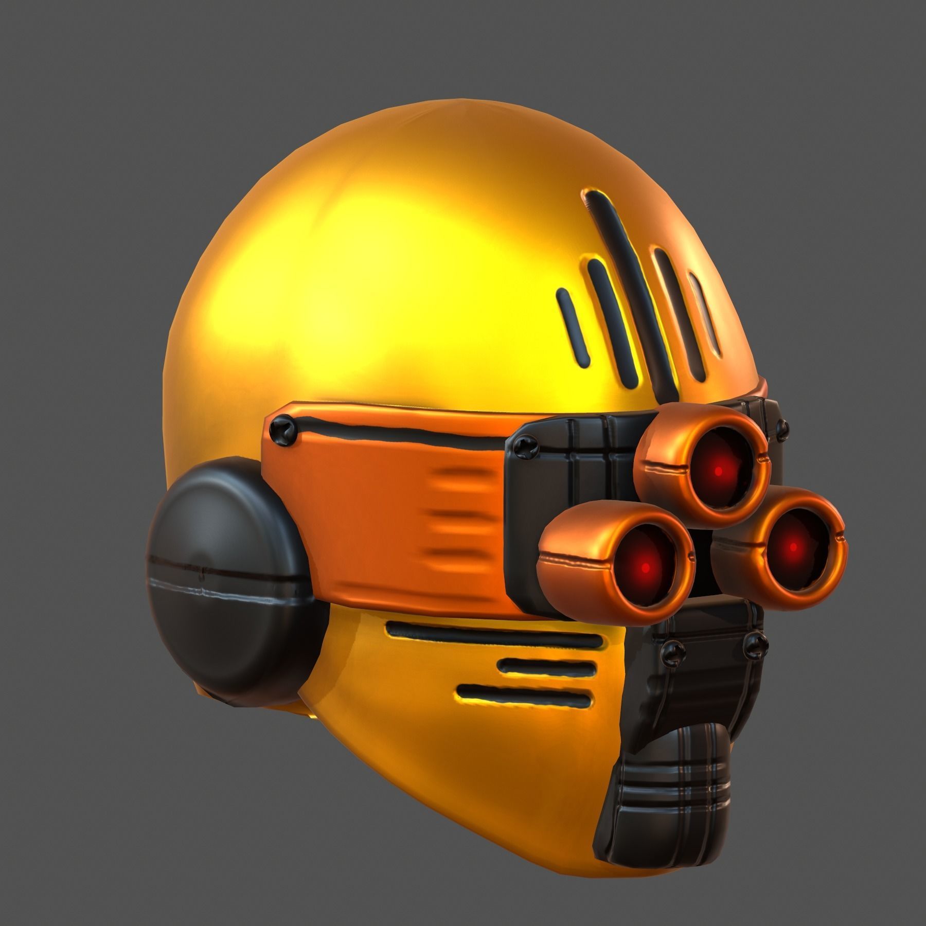Gas mask helmet 3d model scifi Low-poly Low-poly 3D model_4