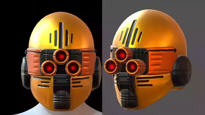 Gas mask helmet 3d model scifi Low-poly 