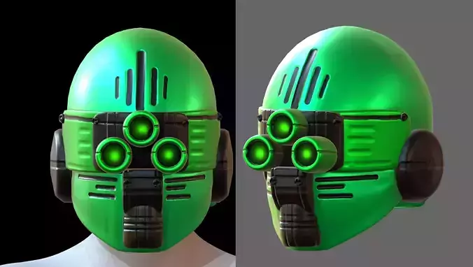 Gas mask helmet 3d model scifi Low-poly 