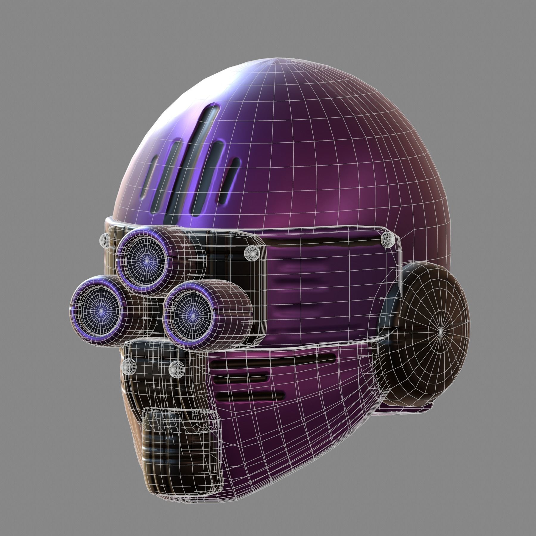 Gas mask helmet 3d model scifi Low-poly Low-poly 3D model_7