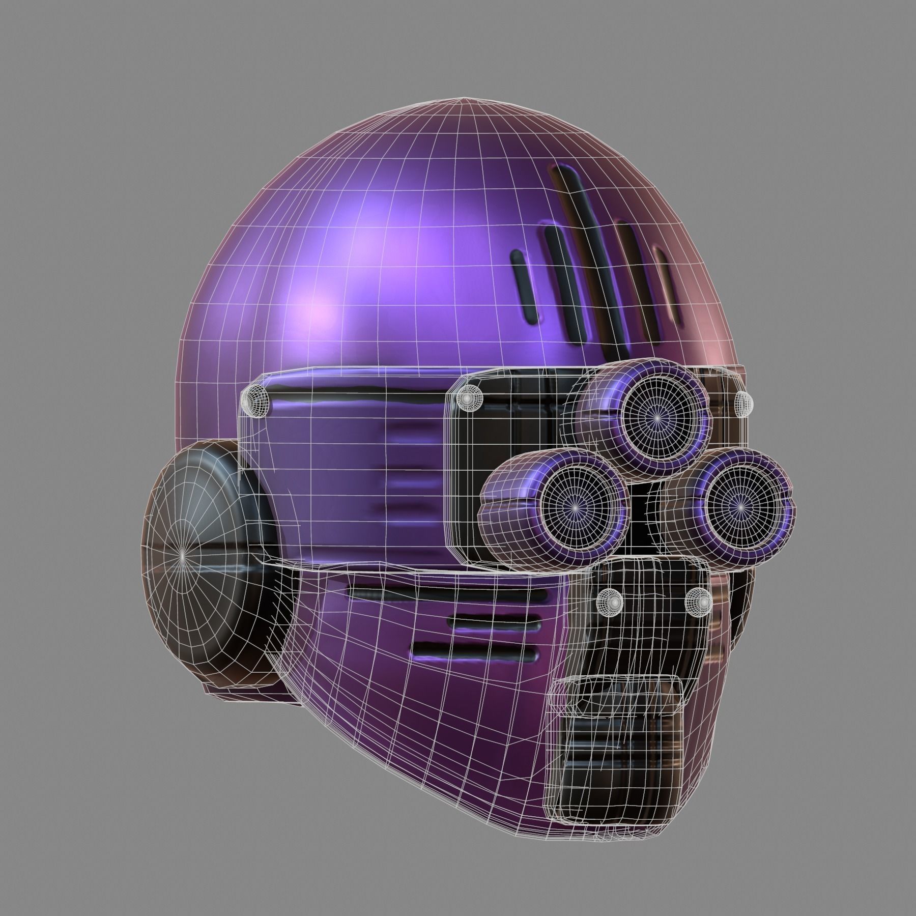 Gas mask helmet 3d model scifi Low-poly Low-poly 3D model_6
