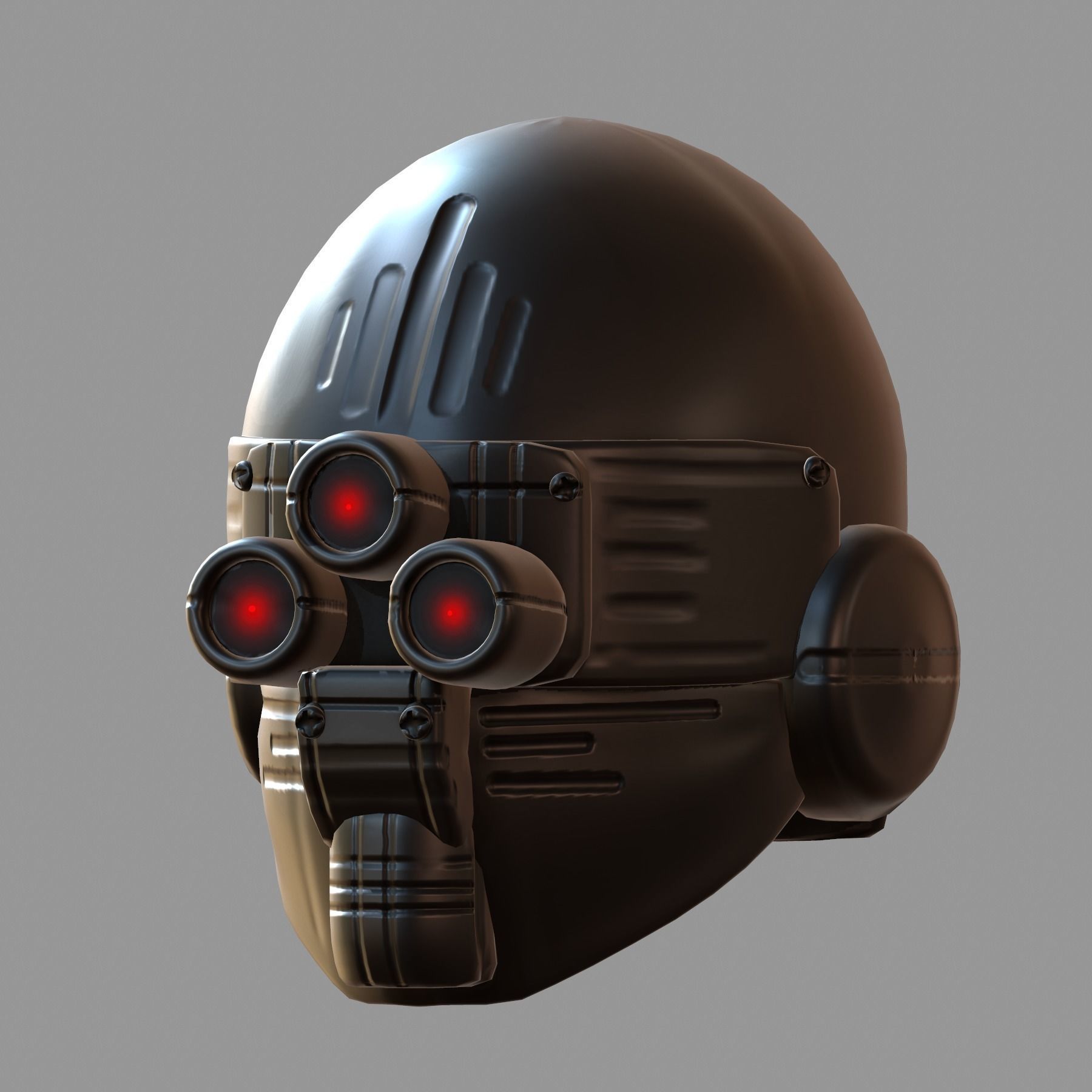 Gas mask helmet 3d model scifi Low-poly Low-poly 3D model_2