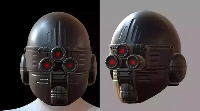 Gas mask helmet 3d model scifi Low-poly 