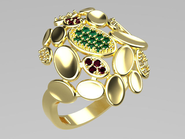 women ring diamond r00078 3D print model