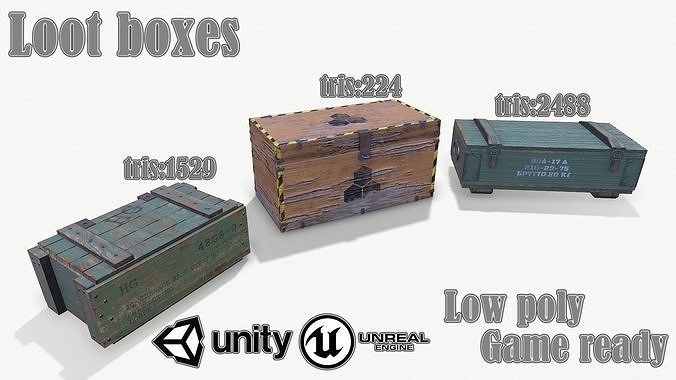 Loot Boxes 01 Low-poly 3D model