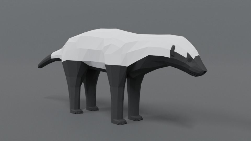 Low Poly Cartoon Honey Badger Low-poly 3D model_6